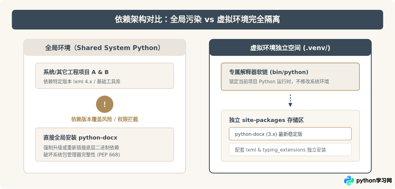在Python虚拟环境中隔离安装Python-docx的步骤