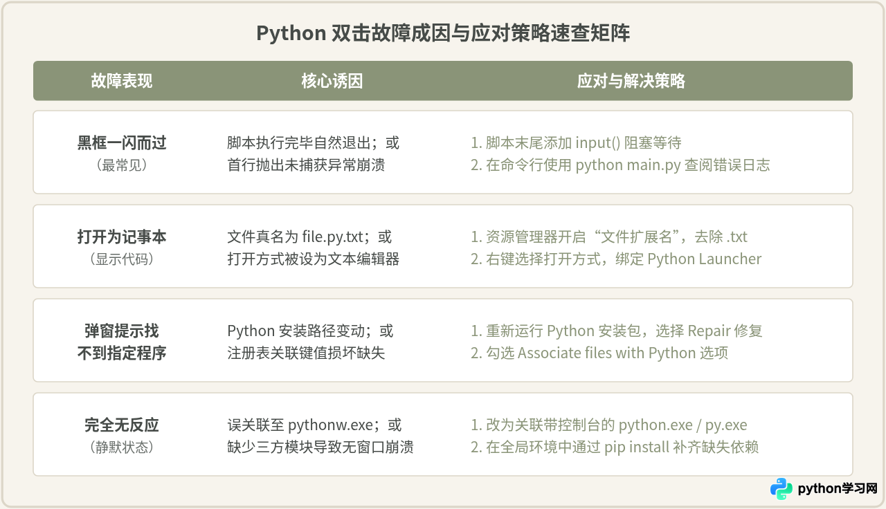 Python程序保存后双击无法运行的原因排查