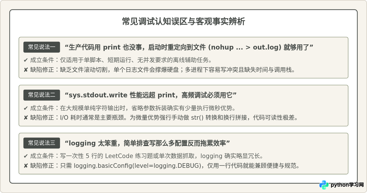 Python调试时选print、sys.stdout.write还是logging