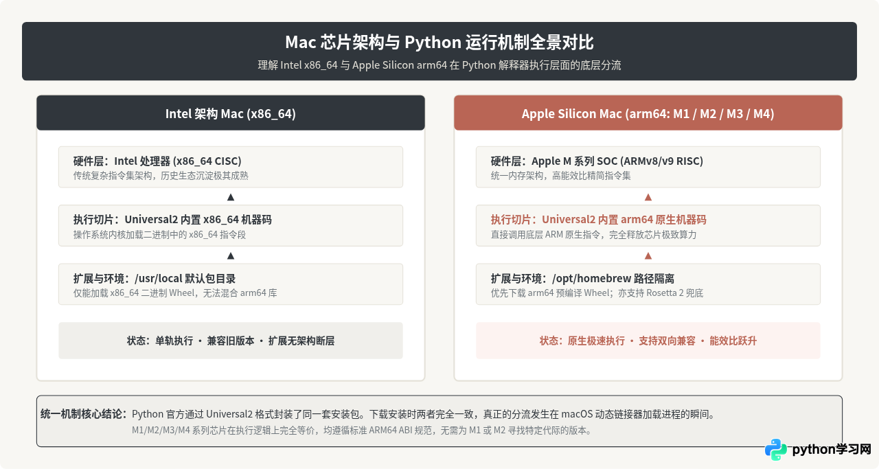 Mac电脑下载Python指南：Intel芯片与M1/M2版本区别