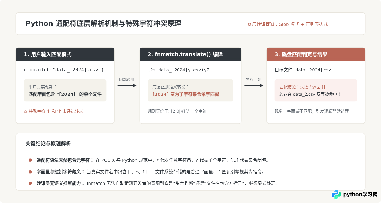 Python通配符匹配特殊字符为何失效