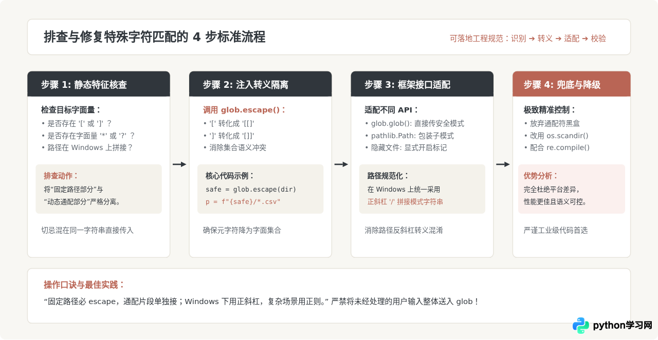Python通配符匹配特殊字符为何失效