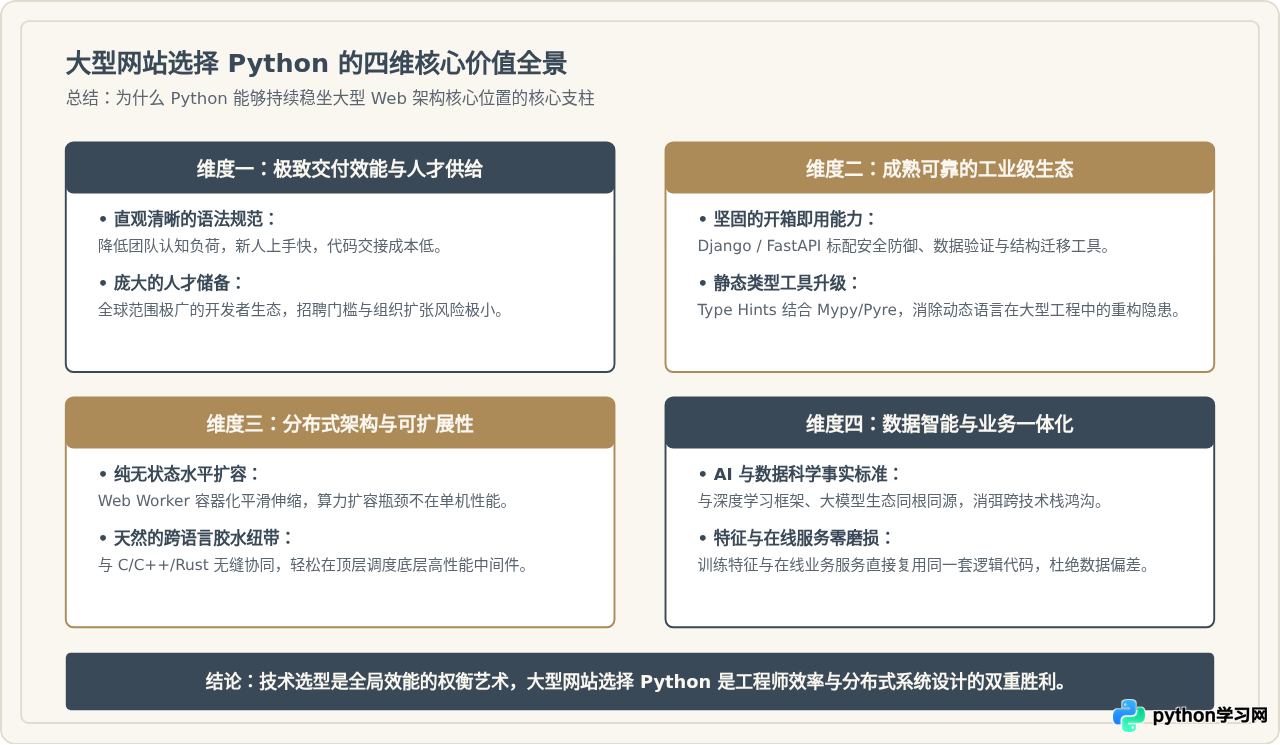 为什么大型网站选择Python做后端？