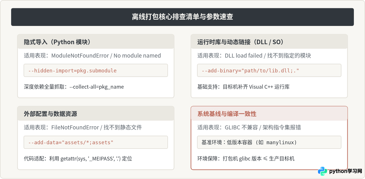离线安装PyInstaller后打包失败？检查隐藏导入与运行时依赖