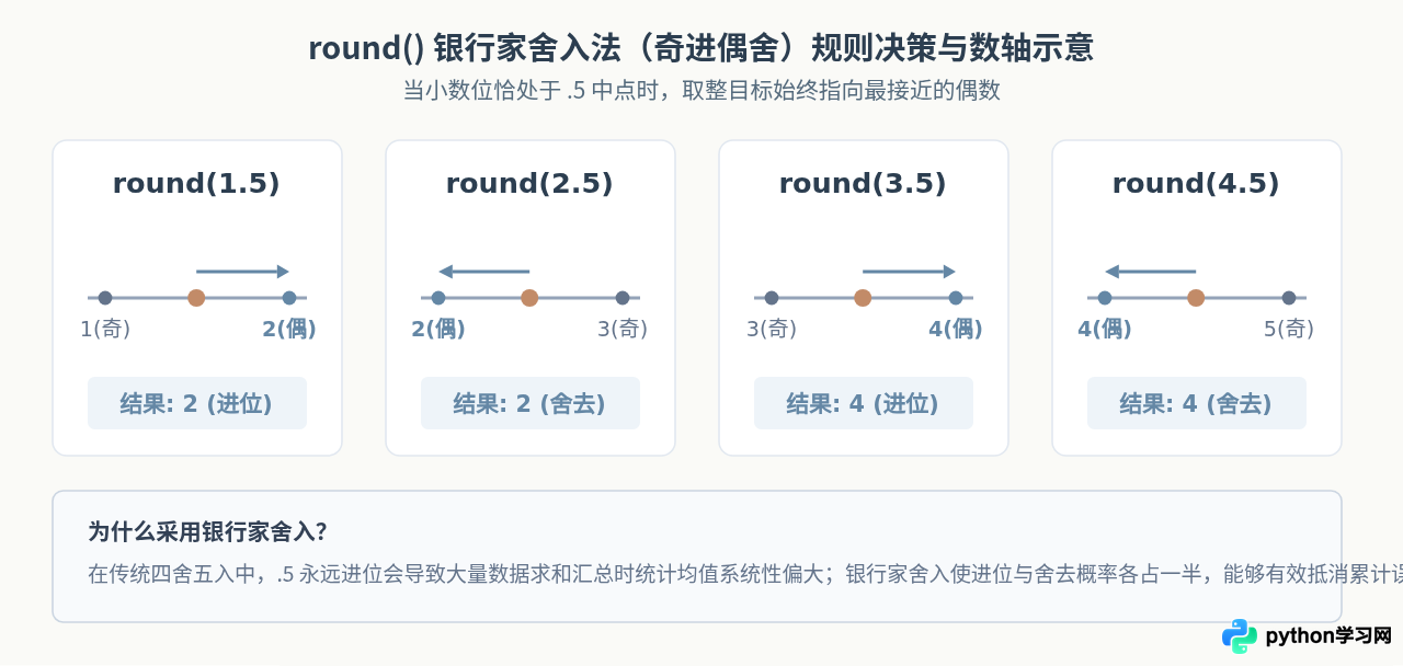 Python取整方法大全：int()、round()与math模块函数详解
