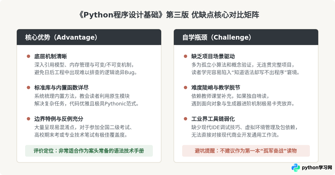 零基础适合用《Python程序设计基础》第三版自学吗？优缺点评测