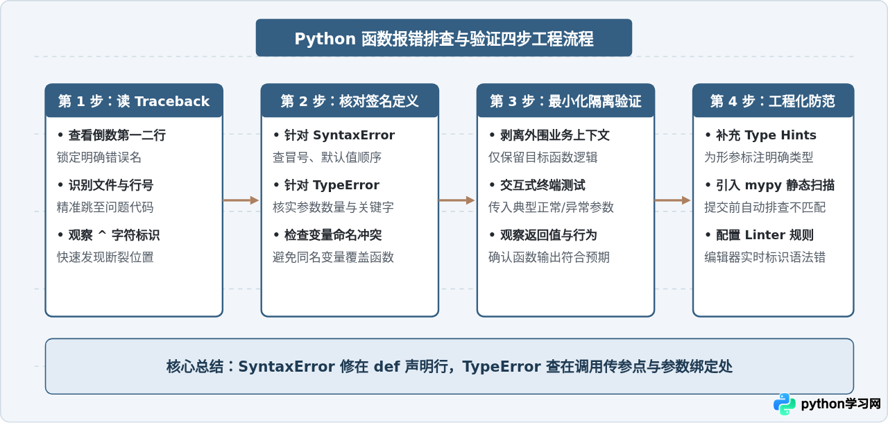 Python定义函数报错SyntaxError或TypeError怎么解决