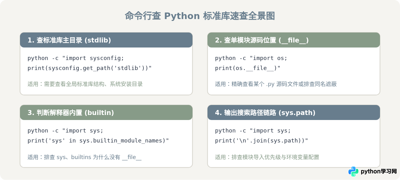命令行怎么快速查Python标准库位置