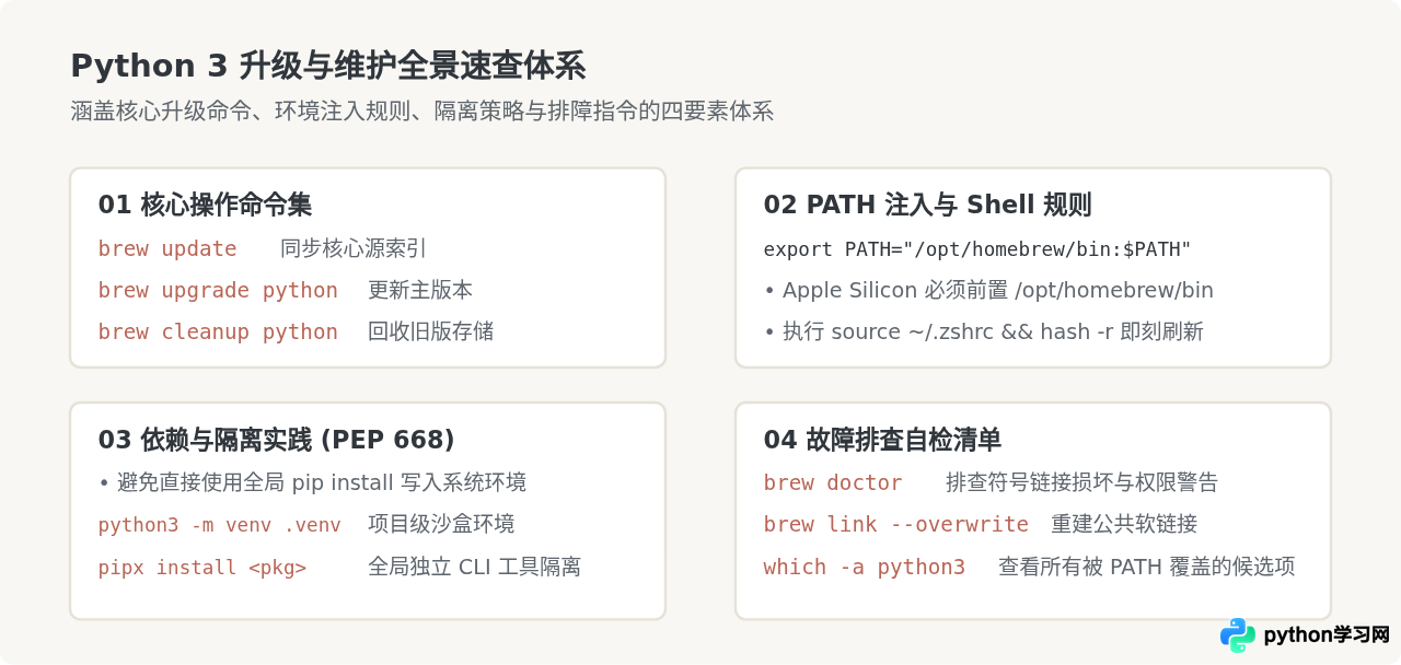 macOS下使用Homebrew升级Python 3的命令与配置