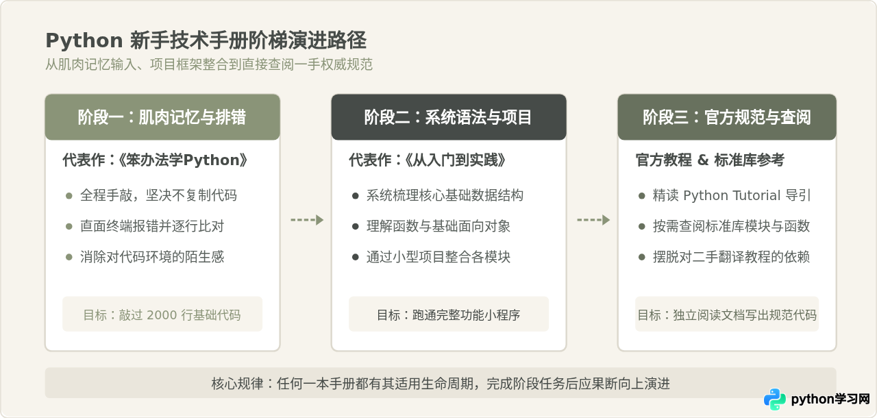 适合新手的Python技术手册推荐：从《笨办法学Python》到官方教程