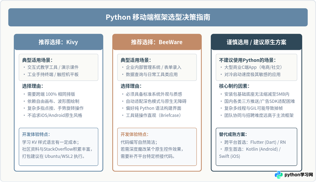 Python能开发手机App吗？Kivy与BeeWare框架对比