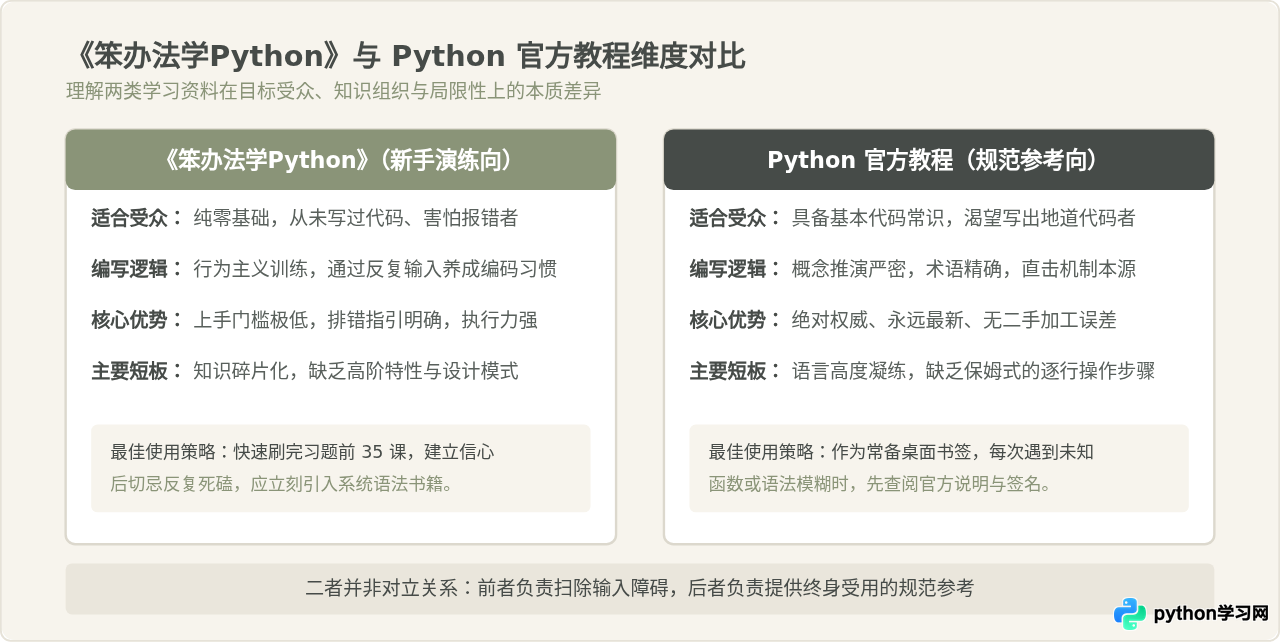 适合新手的Python技术手册推荐：从《笨办法学Python》到官方教程