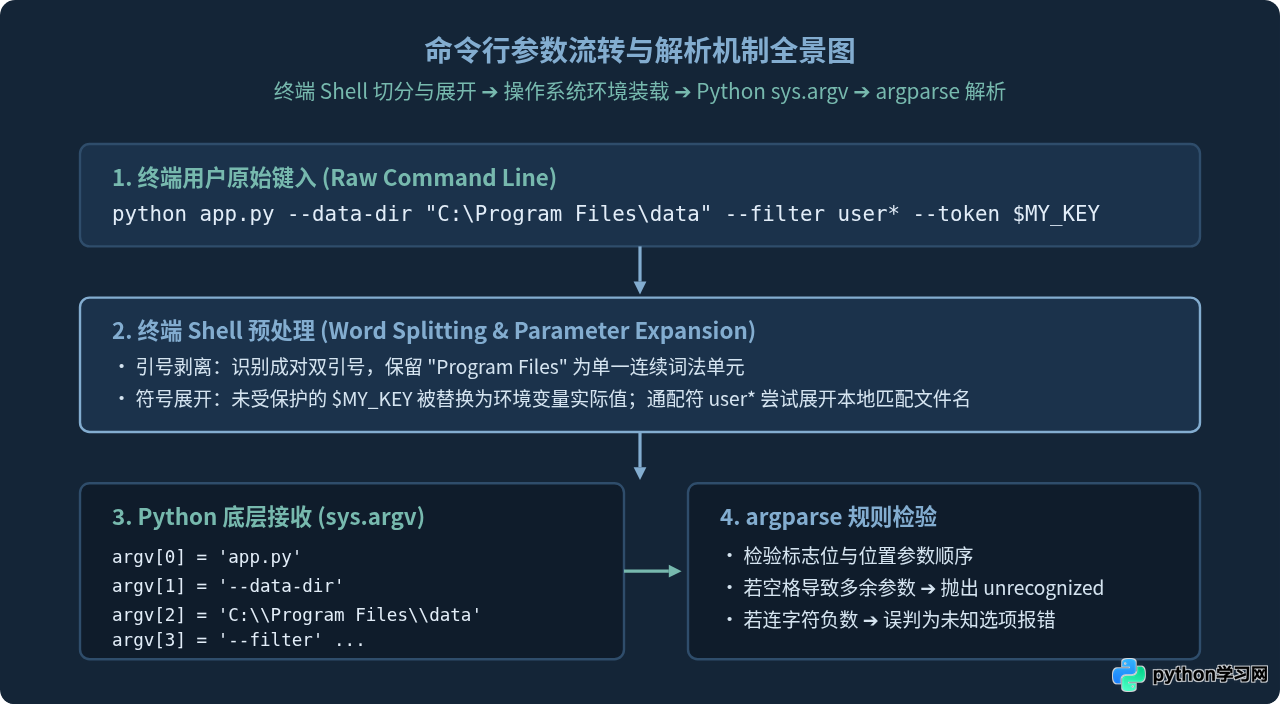 Python命令行参数解析报错：常见空格与特殊字符处理技巧
