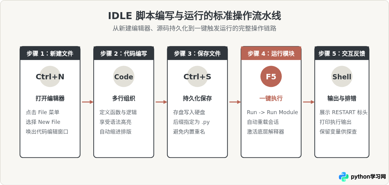 Python IDLE界面详解：Shell窗口与编辑器区别