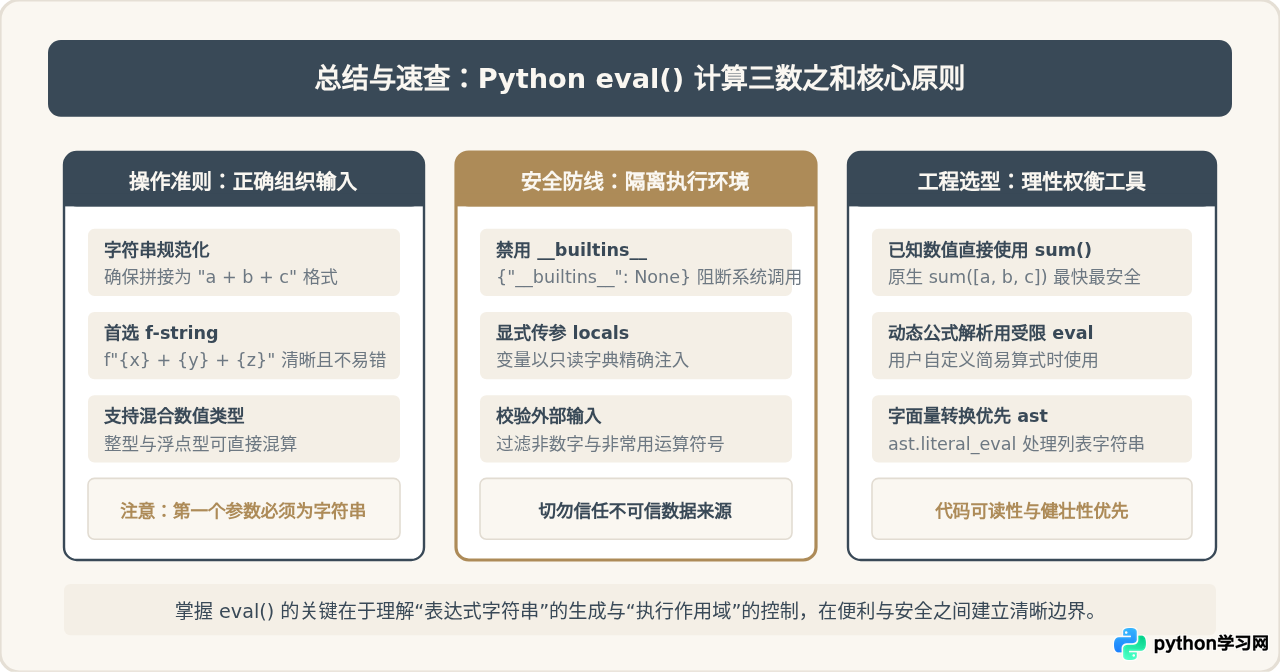 Python怎么用eval计算三个数的和