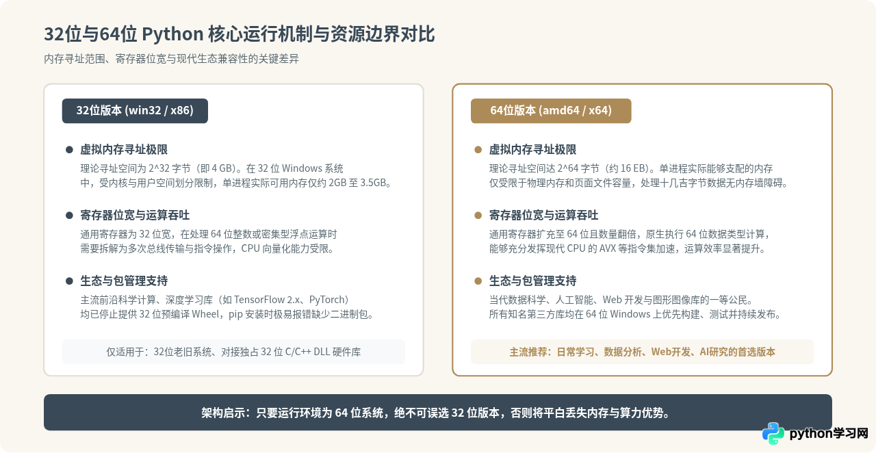 Windows系统怎么选Python安装包？32位与64位区别详解