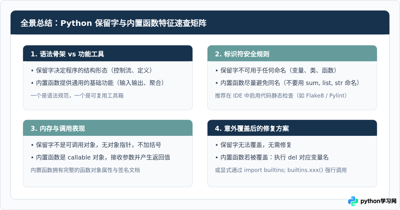 Python保留字与内置函数的区别是什么