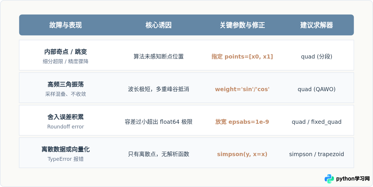 Python积分计算报错或结果不收敛怎么办？常见问题分析