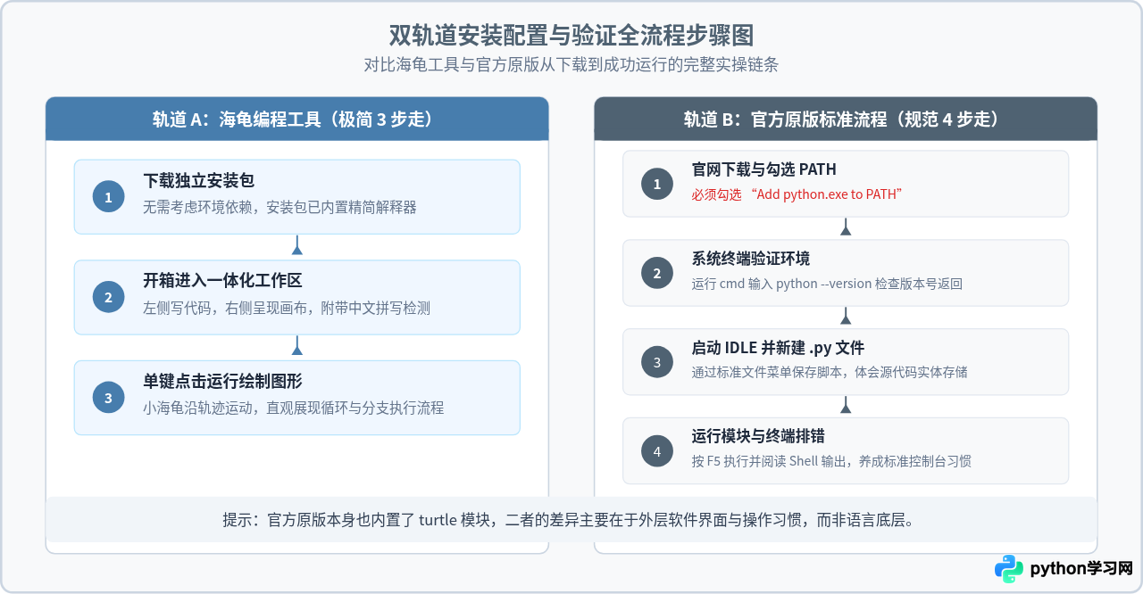 初学者选Python环境：官方原版与海龟编程工具对比