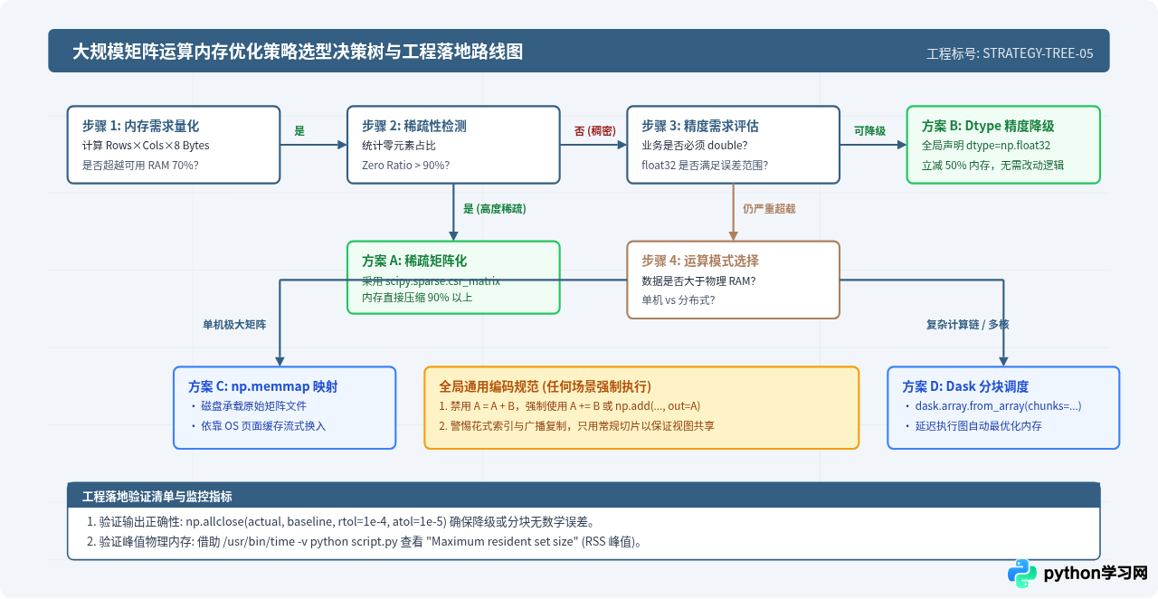 Python大规模矩阵运算内存溢出优化策略