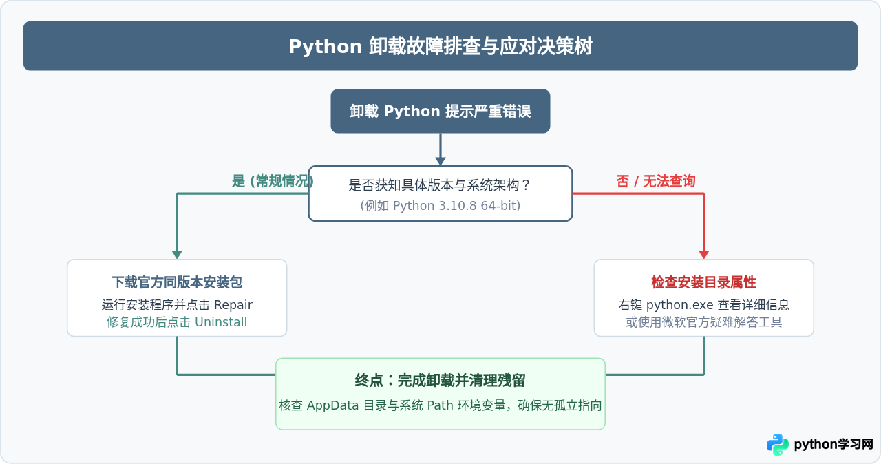 Python卸载提示严重错误？先运行安装包修复再尝试移除