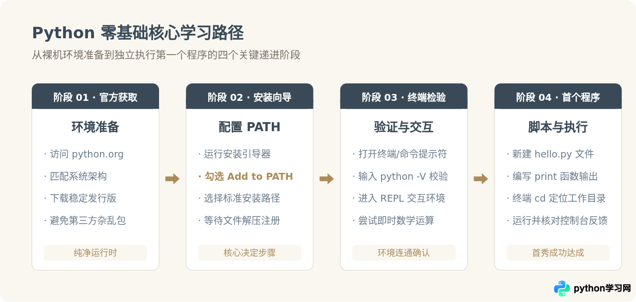 Python零基础学习路线：从环境搭建到第一个程序