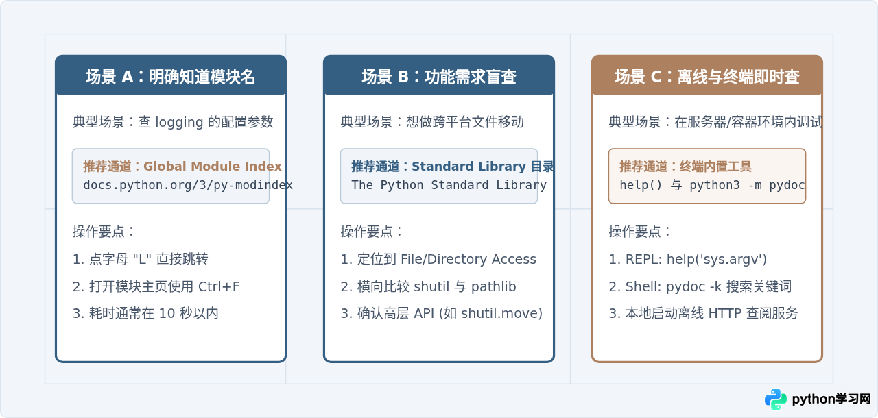 Python官方参考文档使用指南：怎么快速定位标准库与API
