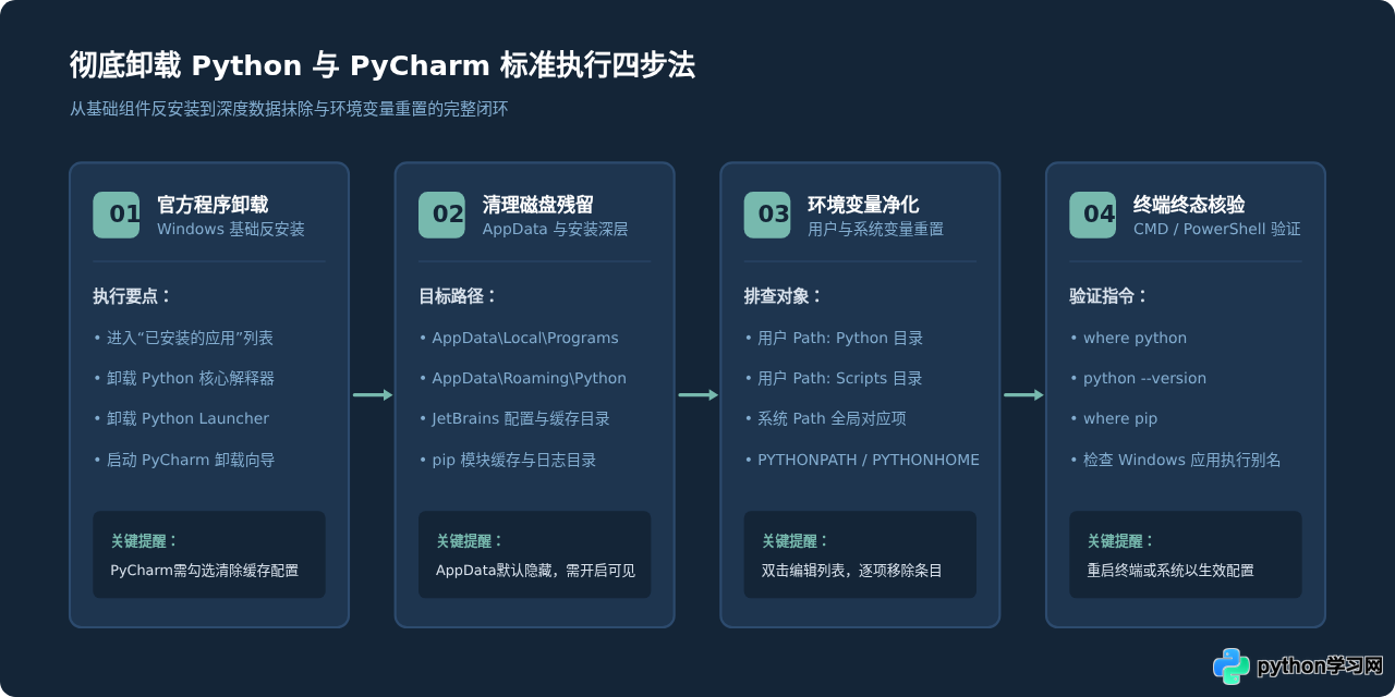 Windows下怎么彻底卸载Python和PyCharm并清理环境变量