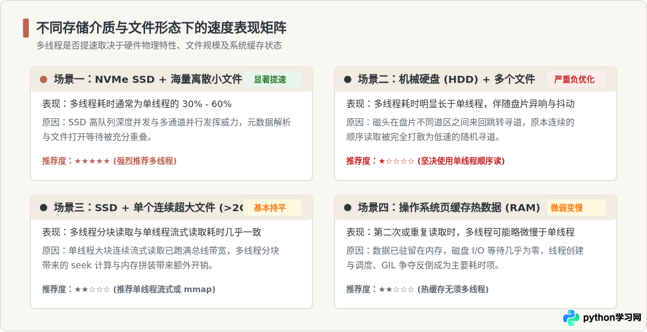 Python多线程读取文件真的比单线程快吗？