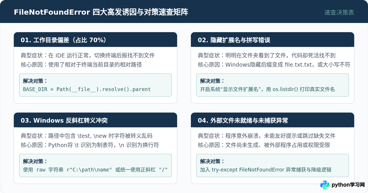 Python读取文件报错FileNotFoundError怎么处理