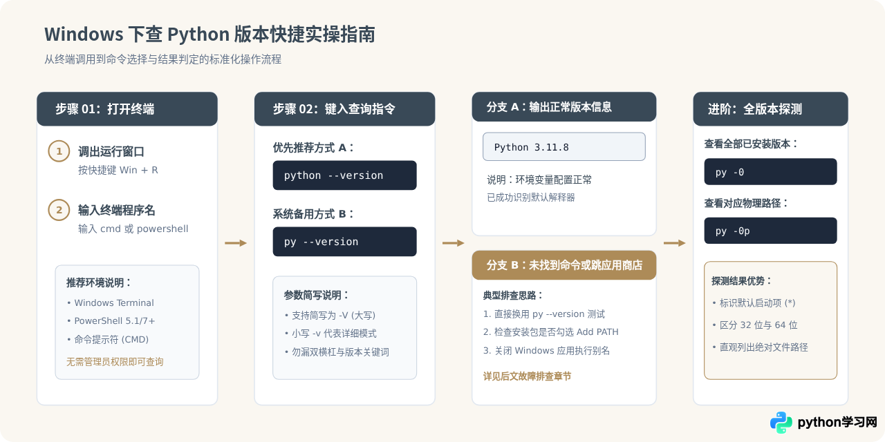 Windows下怎么查Python版本？py命令与Python命令详解