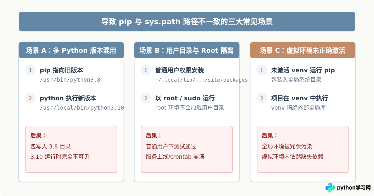 Linux下找不到Python包？检查pip安装路径与sys.path是否一致