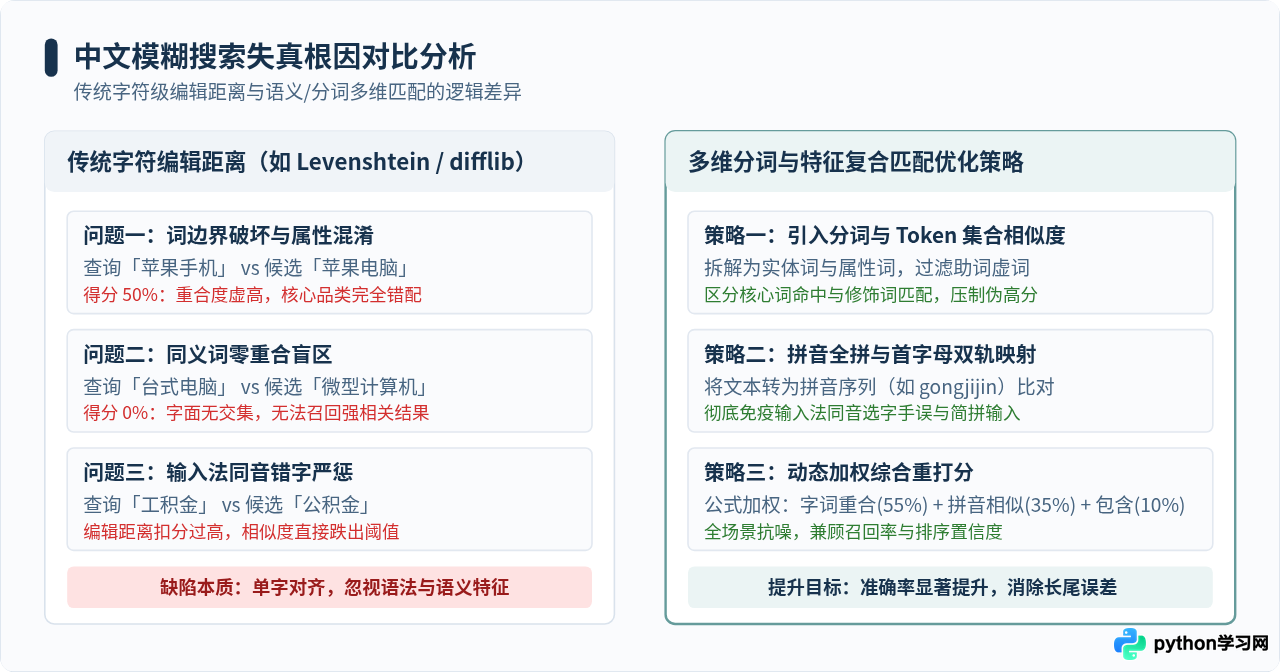 Python中文文本模糊搜索准确率低的解决方法