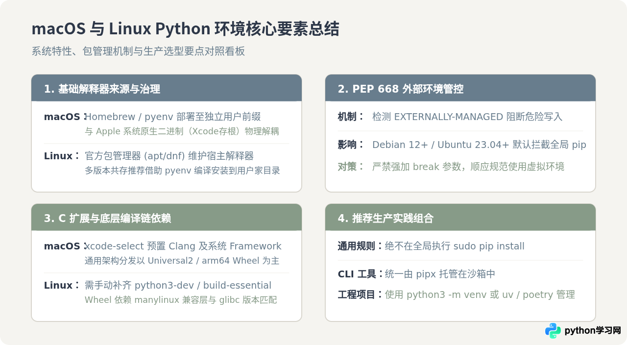 macOS与Linux下Python环境搭建指南及包管理差异