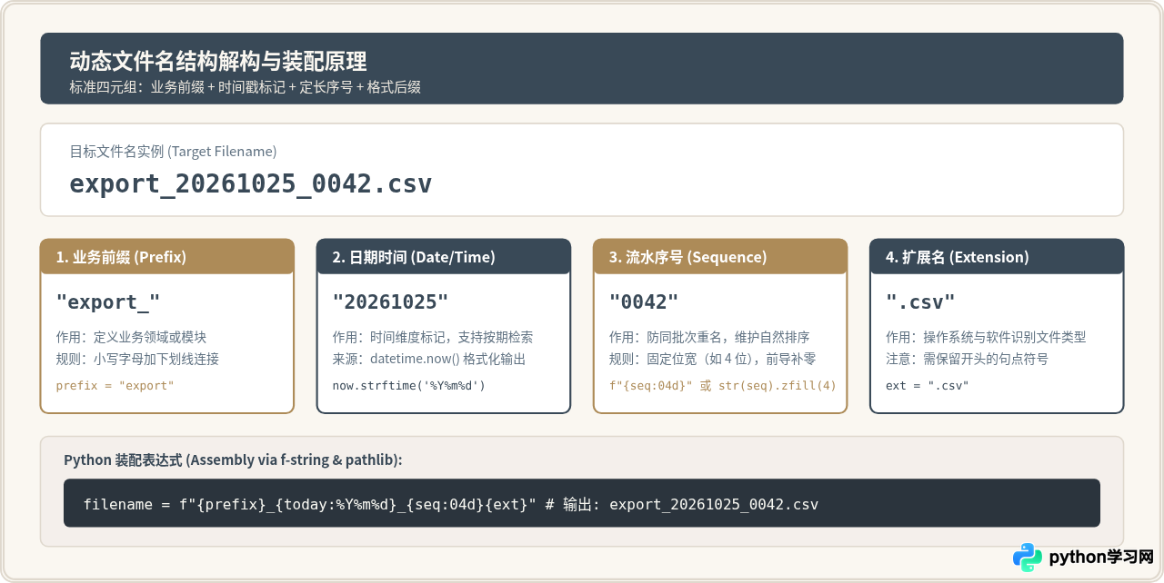 Python动态生成带日期或序号的文件名变量