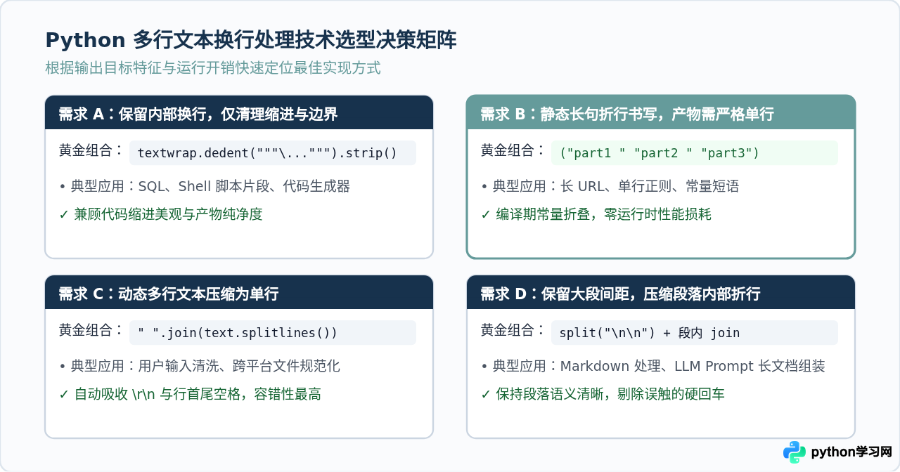 Python三重引号字符串中的换行保留与去除技巧