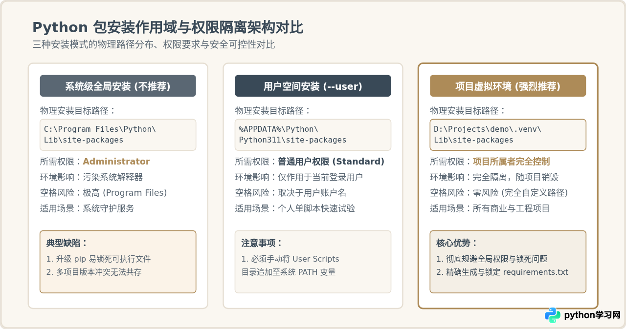Python安装路径包含空格或权限不足怎么办