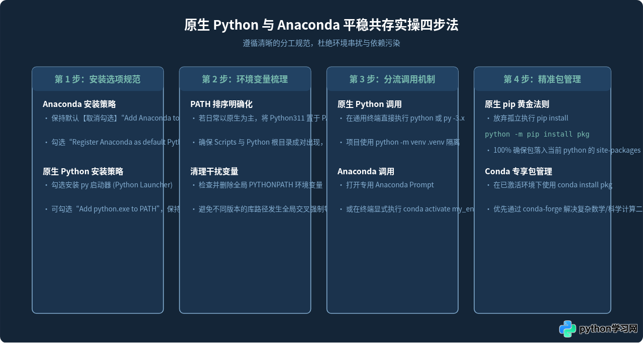 Anaconda和原生Python会冲突吗？详解共存原理与环境变量配置