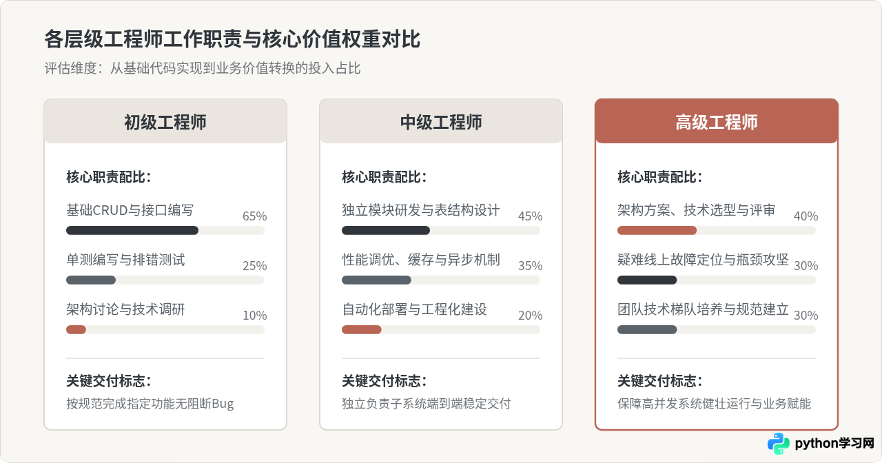 初级、中级与高级Python开发工程师的薪资阶梯对比