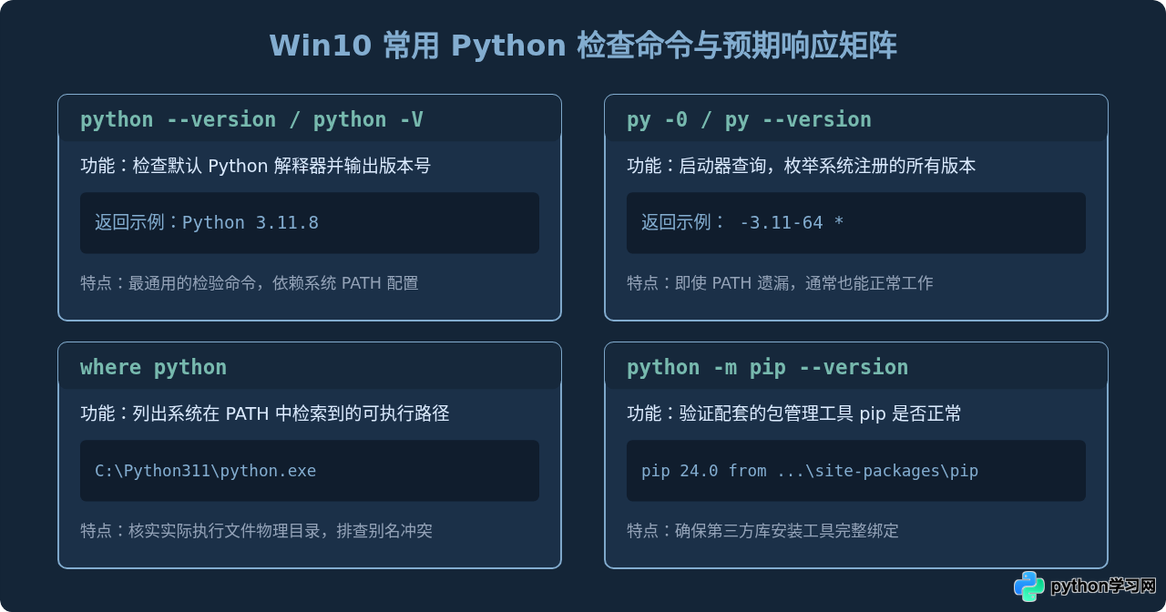 Win10怎么验证Python是否安装成功？常用检查命令