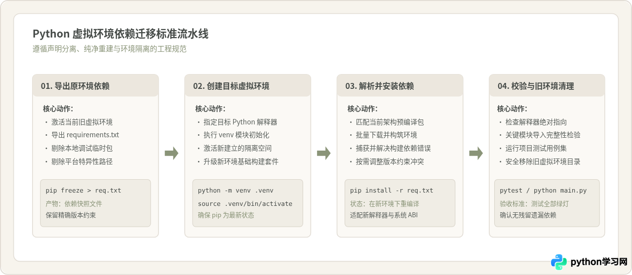 怎么将现有Python项目依赖迁移到新虚拟环境