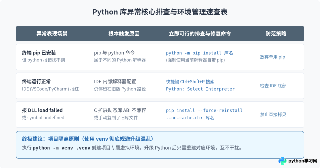 Python升级后pip安装的库找不到或无法使用怎么办