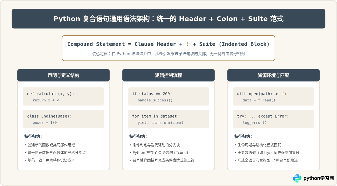 Python函数def和类class定义后为什么必须加冒号？