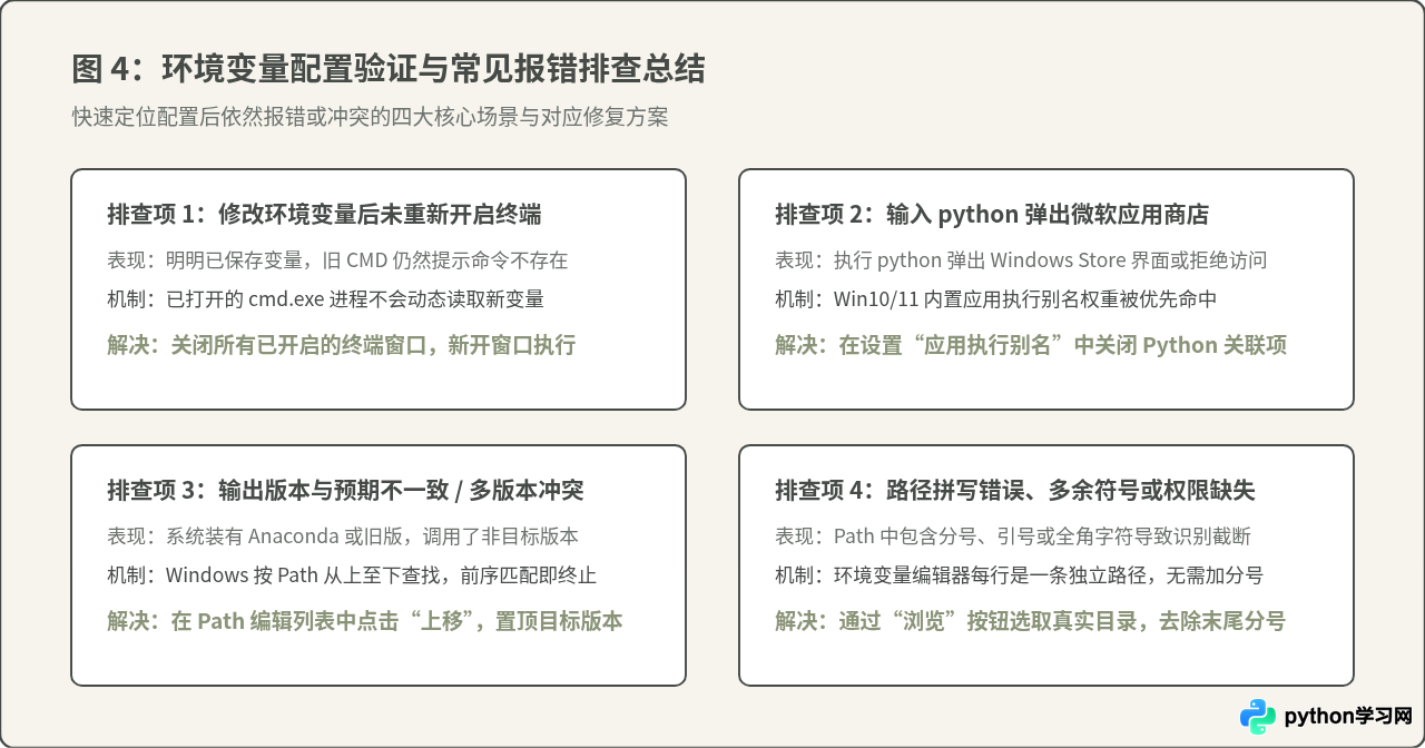 Windows配置Python环境变量：解决CMD提示“不是内部或外部命令”