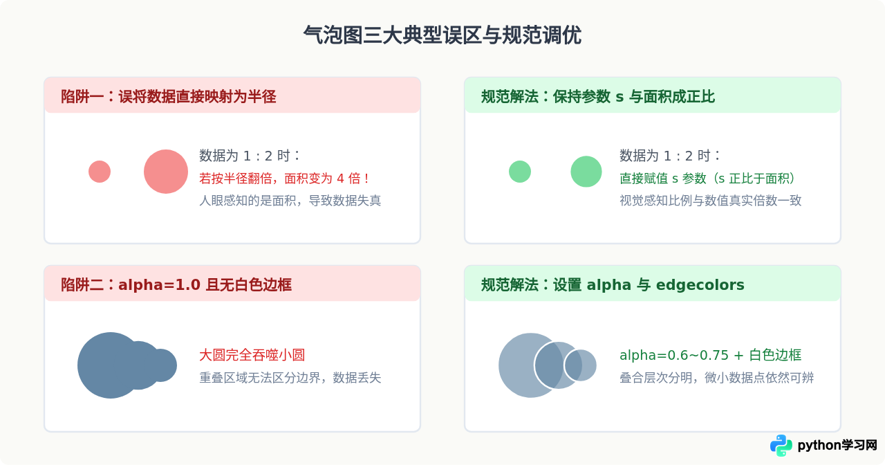 Python Matplotlib绘制气泡图：scatter函数基础用法与参数详解