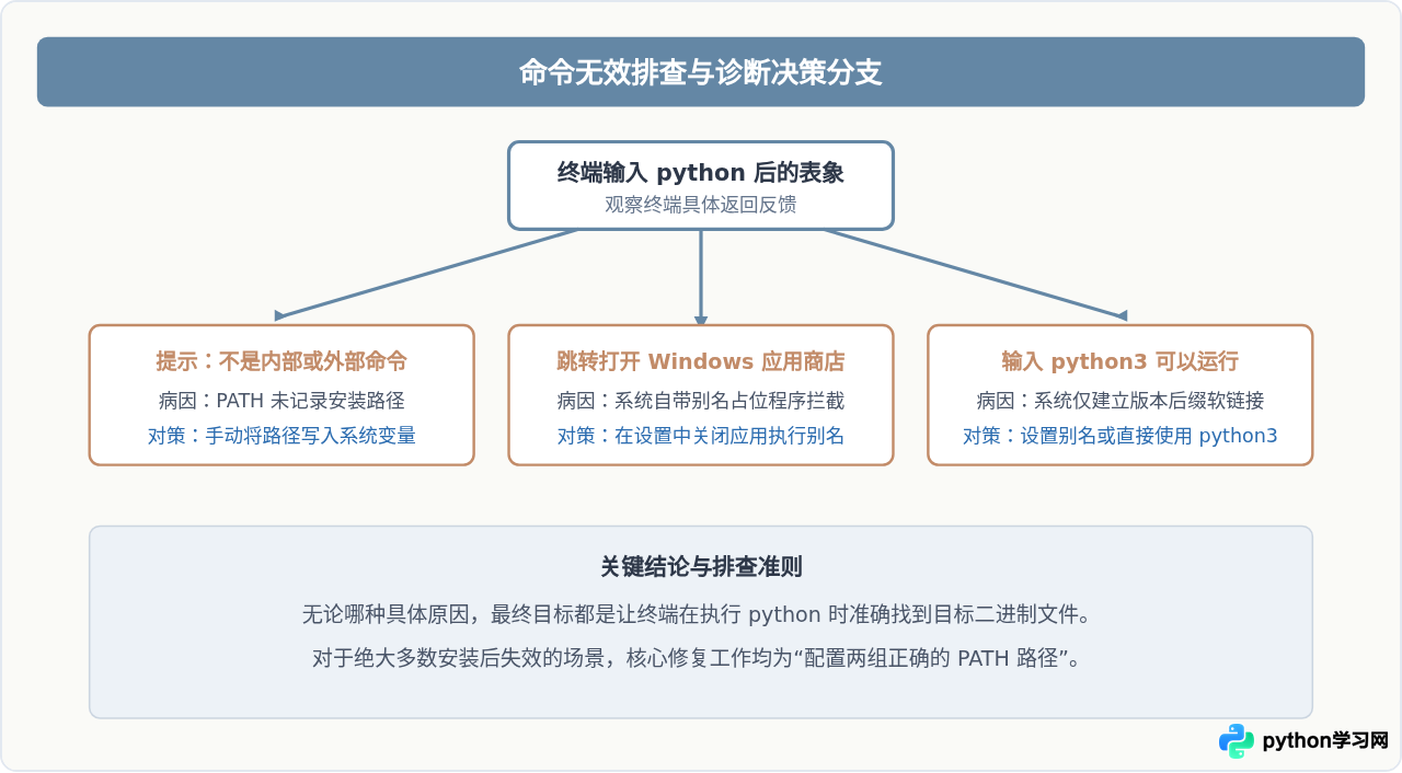 终端输入Python提示命令无效？修复环境变量以进入编程界面