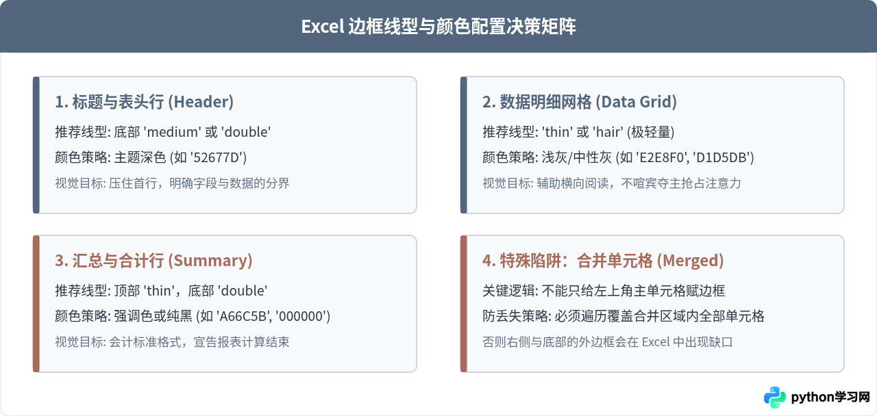 Python设置Excel边框颜色和线型的方法