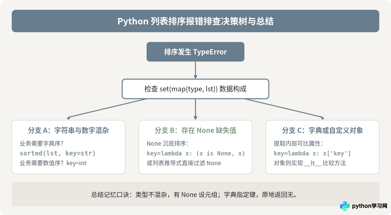 Python列表排序报错TypeError怎么解决