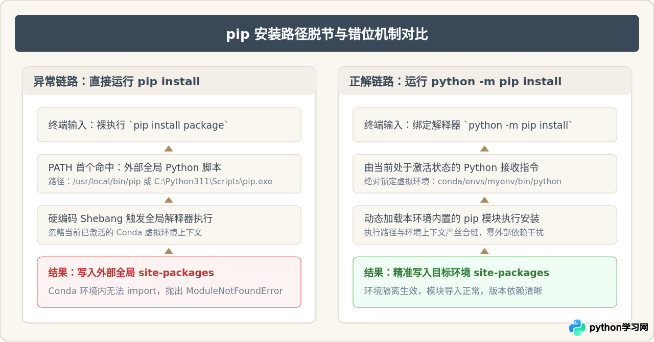 pip安装包到错误目录？解决Anaconda与Python共存时的依赖冲突