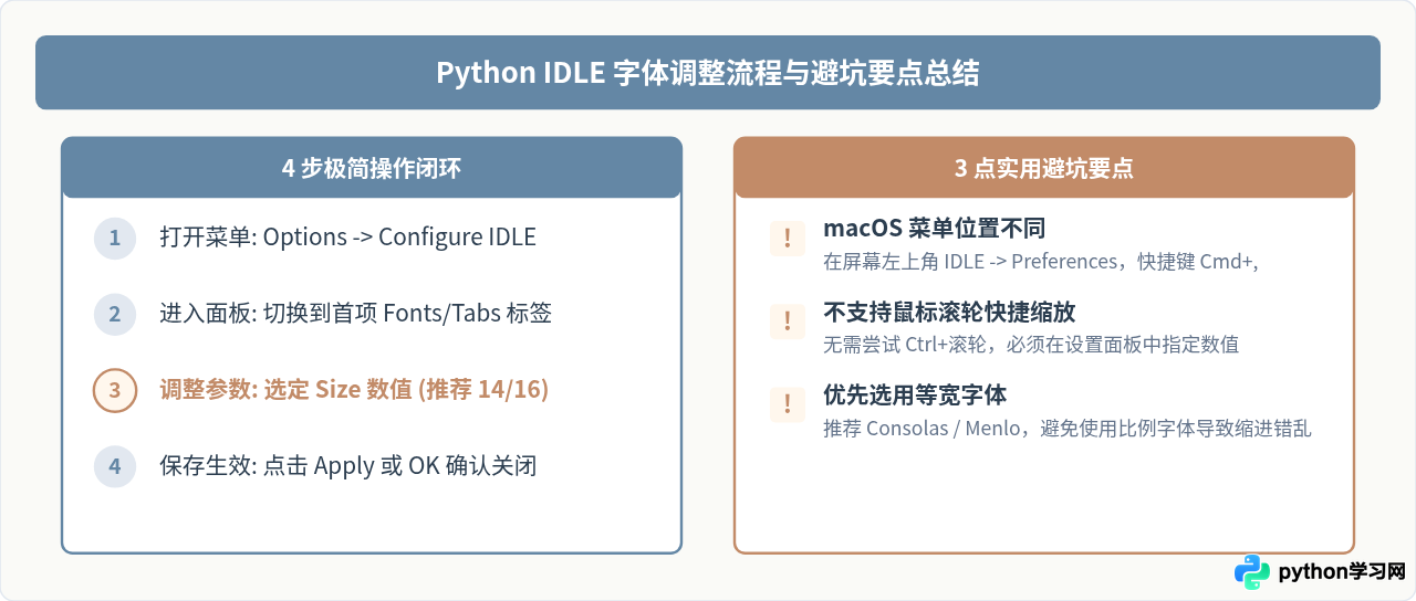 Python IDLE编辑器字体大小在哪里修改